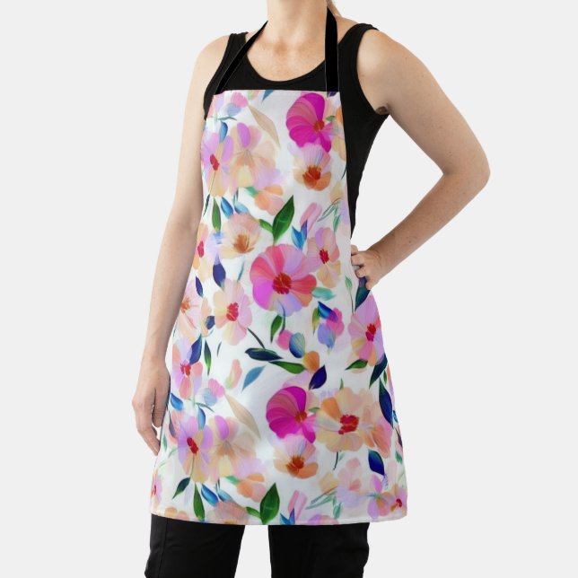 Lucid Flowers Colourful Floral Apron (Insitu)