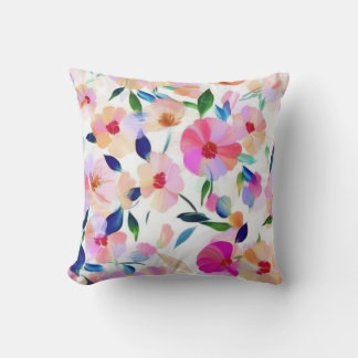 Lucid Flowers Floral Vibrant Botanical Colourful  Cushion