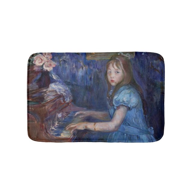 Lucie Leon Playing the Piano (by Berthe Morisot) Bath Mat (Front)
