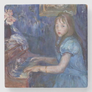 Lucie Leon Playing the Piano (by Berthe Morisot) Stone Coaster