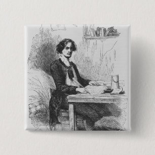 Lucien de Rubempre writing a letter 15 Cm Square Badge