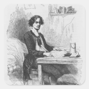 Lucien de Rubempre writing a letter Square Sticker