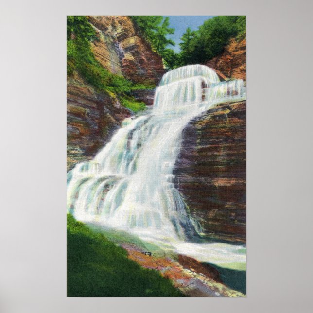 Lucifer Falls View in Robert H. Treman State Poster (Front)