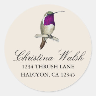 Lucifer Hummingbird return address Classic Round Sticker