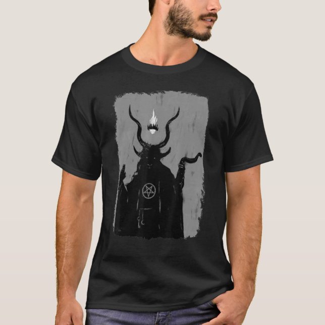 Lucifer Light Bearer Satanic Occult Baphomet Goat  T-Shirt (Front)