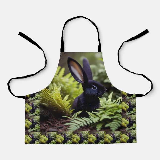 Lucifer the Black Bunny: A Dark Bundle of Mischief Apron (Front)