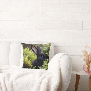 Lucifer the Black Bunny: A Dark Bundle of Mischief Cushion