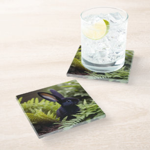 Lucifer The Black Little Bunny, Glass Coaster
