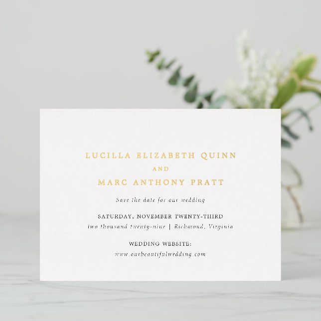 Lucilla Elegant Modern Wedding Save the Date (Standing Front)