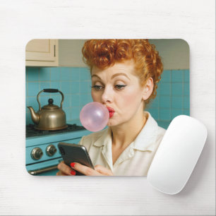 Lucille Ball Texting On a Cell Phone Mouse Pad
