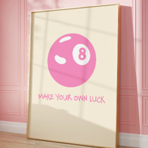 Luck 8 Ball Poster   Pink Coquette Wall Art
