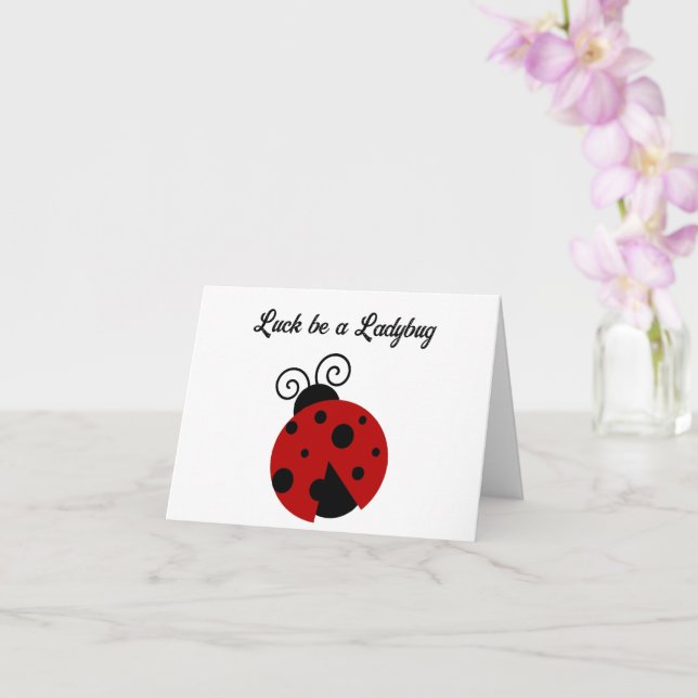 Luck be a Ladybug Cute Cartoon Insect Design Card (Orchid)
