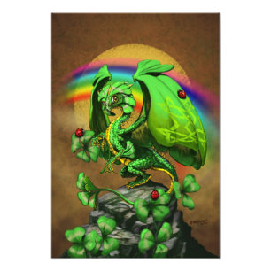 Luck Clover Dragon 13x19 Print