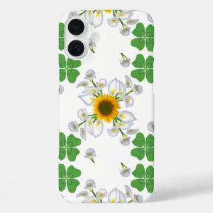Luck Clover with Sunflower and Calla Lily iPhone 16 Plus Case