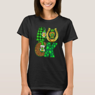 Luck Gnomes Leprechaun Shamrock Horse Shoes St Pat T-Shirt