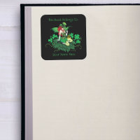 Luck Irish Green Fairy Red Hair Shamrock Bookplate