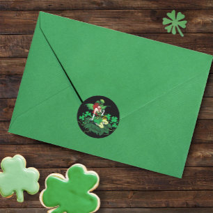 Luck Irish Green Fairy Red Hair Shamrock  Classic Round Sticker