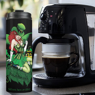 Luck Irish Green Fairy Red Hair Shamrock Thermal Tumbler