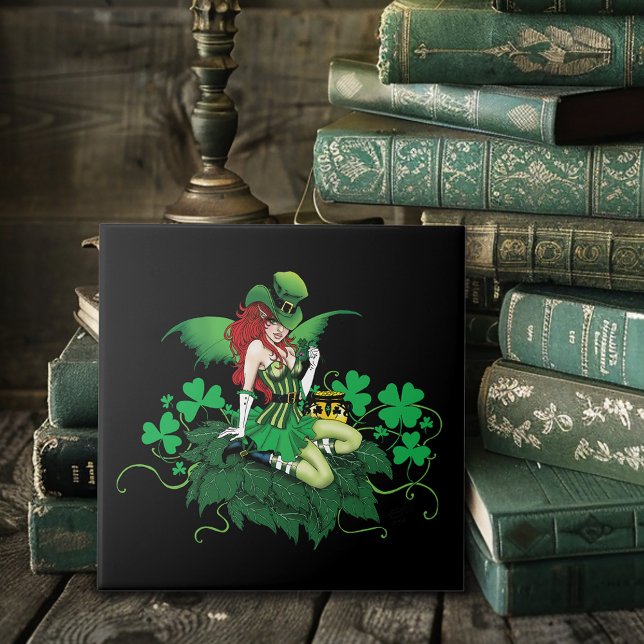 Luck Irish Green Fairy Red Hair Shamrock  Tile (Creator Uploaded)