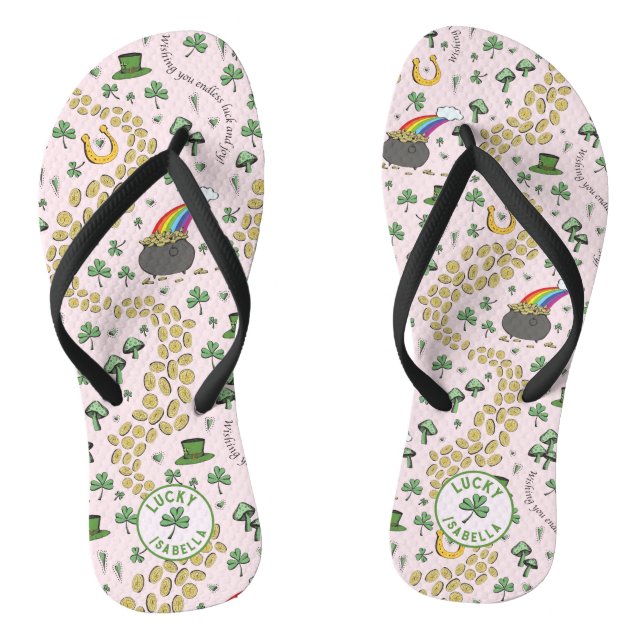 Luck & Joy Shamrock St. Patrick's Day Flip Flops  (Footbed)