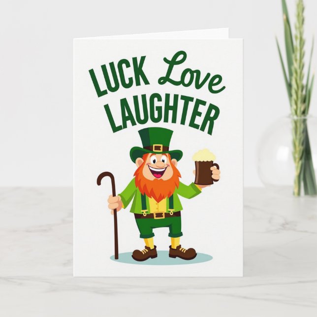 Luck Love Laughter Leprechaun Card (Front)