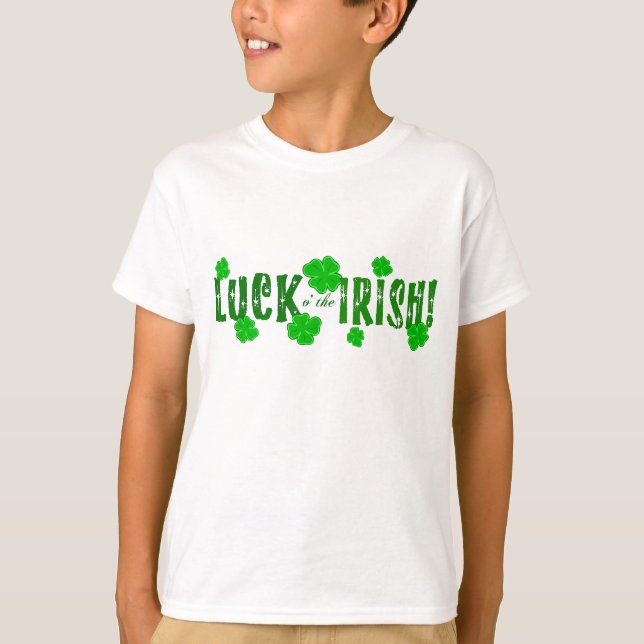 Luck o the Irish Green Lucky Shamrocks T-Shirt (Front)