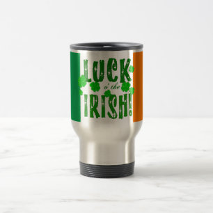 Luck o the Irish Green Orange White Shamrock Mug
