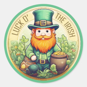 Luck O' The Irish Leprechaun ID1085 Classic Round Sticker