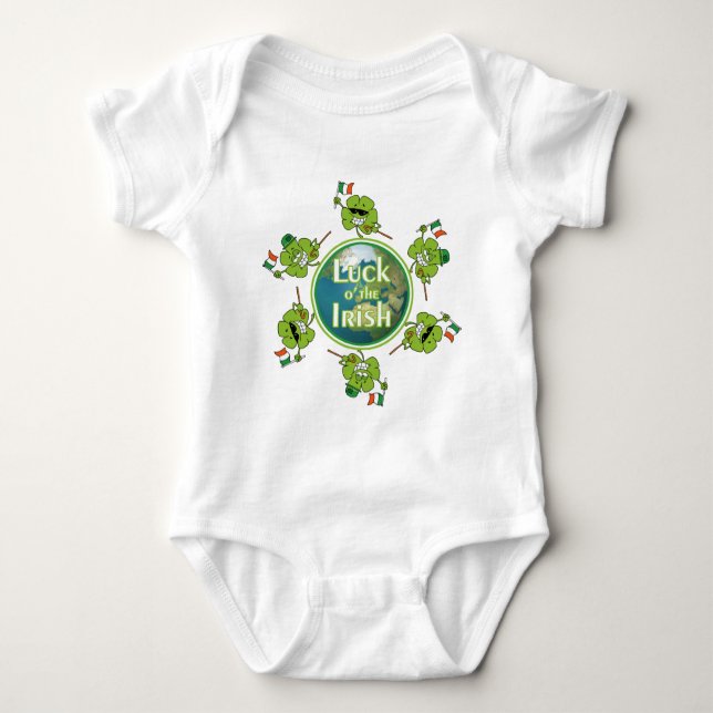 Luck o' the Irish - Shamrocks around the Globe Baby Bodysuit (Front)