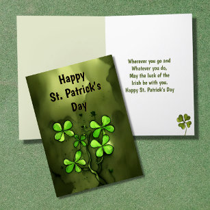 Luck of the Irish Clovers Happy St Patrick's Day Holiday Card
