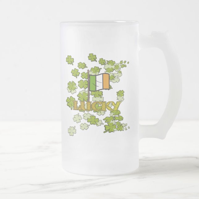 Luck of the Irish Frosted Glass Beer Mug (Right)