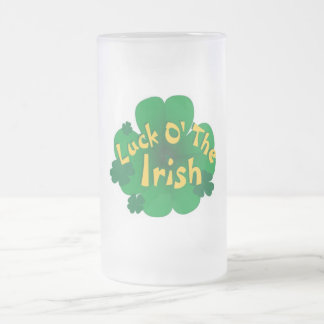 luck-of-the-irish frosted glass beer mug