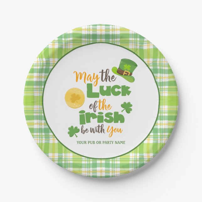 Luck of the Irish Plaid St Patrick's Day Paper Plate (Front)