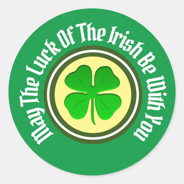 Luck Of The Irish Shamrock Round Sticker (Front)