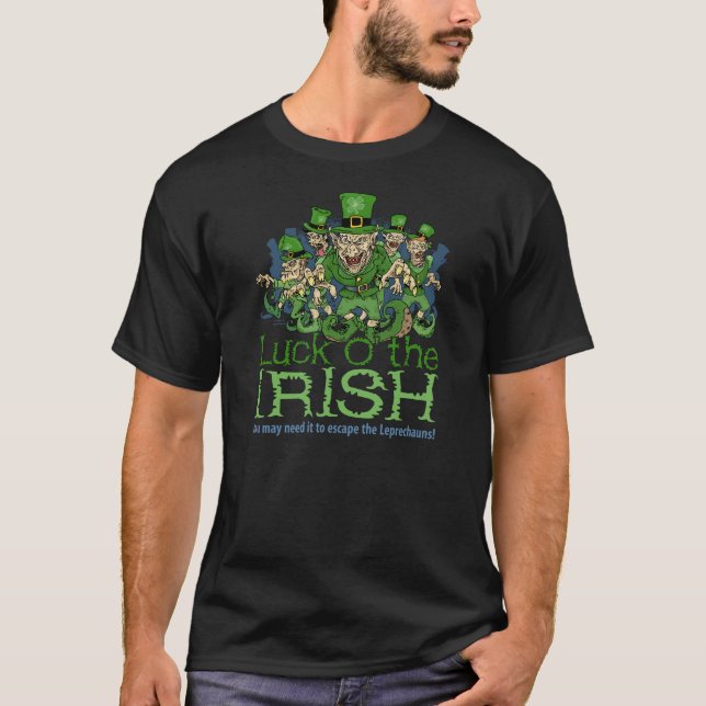 Luck of the Irish St Patricks Day Leprechauns T-Shirt (Front)
