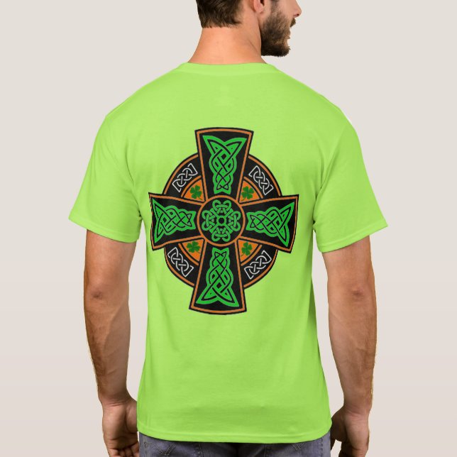 luck of the irish symbol celtic cross shamrock hip T-Shirt (Back)