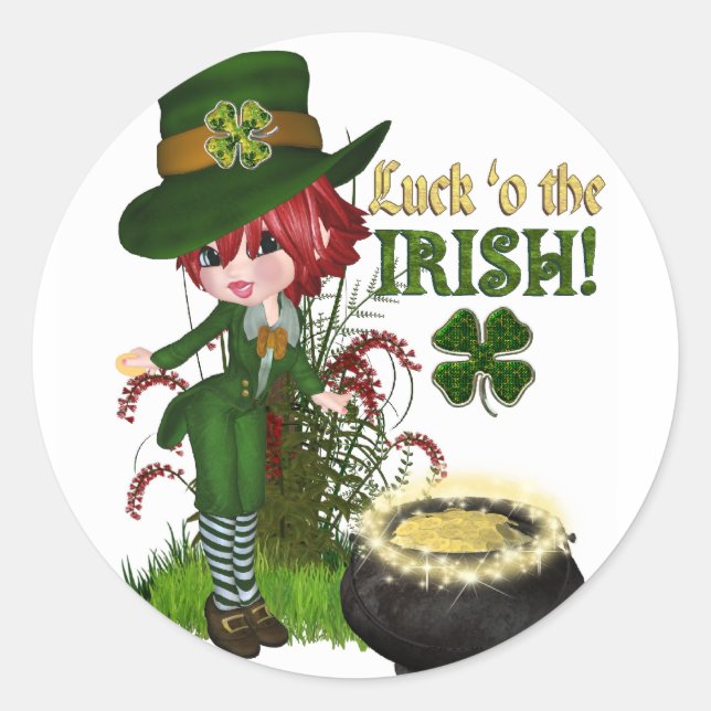 Luck O'the Irish Leprechaun stickers (Front)
