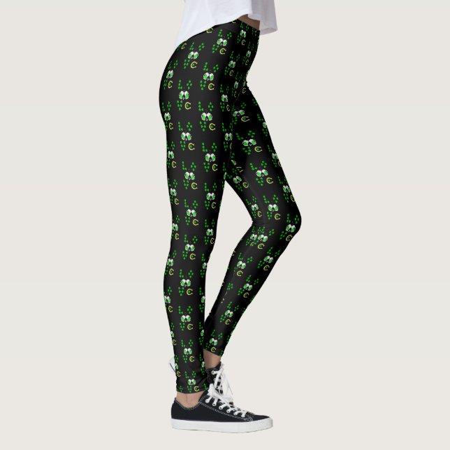 Luck Shamrock Dublin Day Horseshoe Irish Leggings (Right)