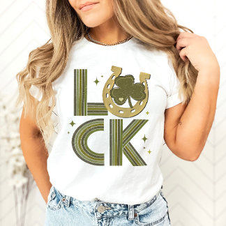 Luck Shamrock Horseshoe St Patrick's Day Irish  T-Shirt