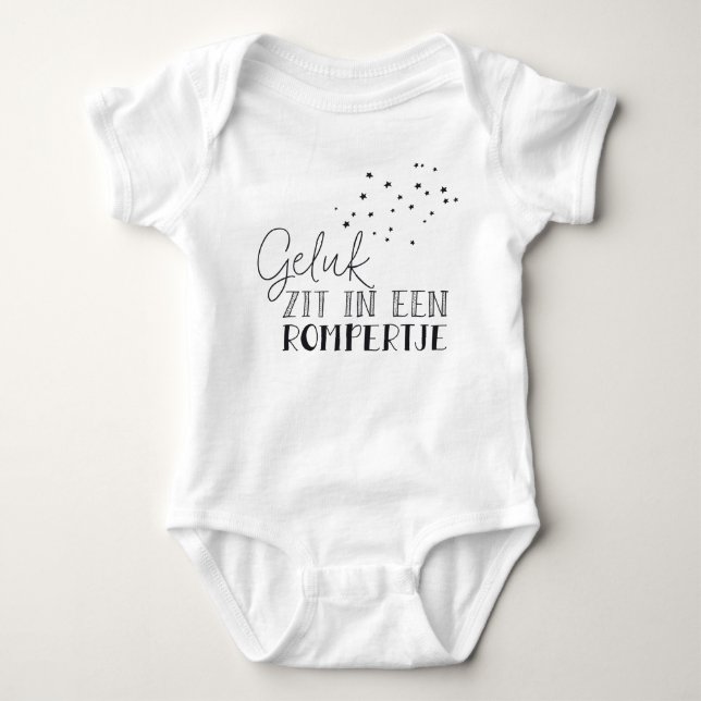 Luck sits in rompertje baby bodysuit (Front)