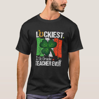 Luckiest 1St Grade Teacher Ever Cool Rainbow St Pa T-Shirt