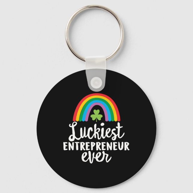 Luckiest Entrepreneur Ever St Patrick Day Shamrock Key Ring (Front)