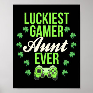 Luckiest Gamer Aunt Ever Gamepad Aunt Funny Shamro Poster