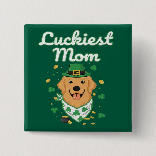Luckiest Golden Retriever Mum St. Patrick's Day 15 Cm Square Badge