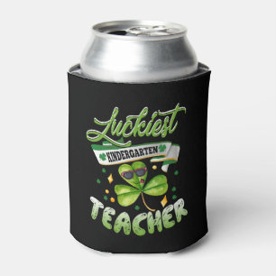 Luckiest Kindergarten Teacher Cute St Patricks Day Can Cooler