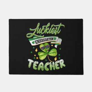 Luckiest Kindergarten Teacher Cute St Patricks Day Doormat