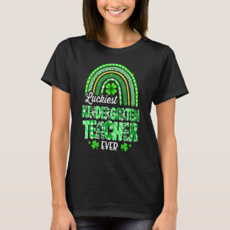 Luckiest Kindergarten Teacher Ever Rainbow St Patr T-Shirt