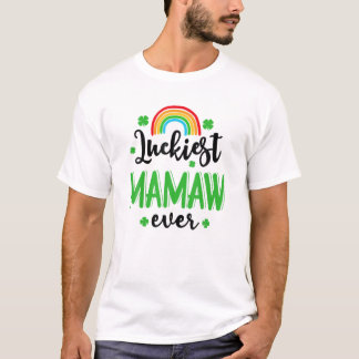 Luckiest Mamaw Ever St.Patrick's Day Rainbow Clove T-Shirt