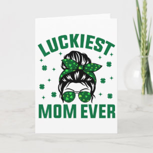Luckiest Mum Ever Shamrocks Lucky Mother St Patric Card