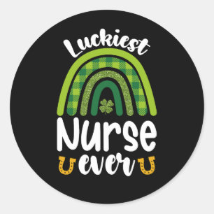 Luckiest Nurse Ever St Patrick's Day Classic Round Sticker
